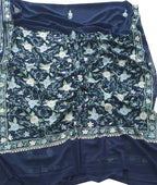 Blue Embroidered Kashmiri Aari Work Georgette Floral Design Saree - Luxurion World