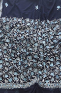 Blue Embroidered Kashmiri Aari Work Georgette Saree - Luxurion World