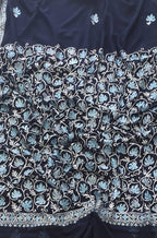 Blue Embroidered Kashmiri Aari Work Georgette Saree - Luxurion World