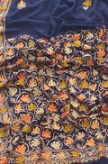 Blue Embroidered Kashmiri Aari Work Georgette Saree - Luxurion World