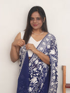 Blue Embroidered Kashmiri Aari Work Georgette Saree - Luxurion World