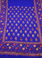 Blue Embroidered Kashmiri Aari Work Georgette Saree - Luxurion World