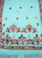 Blue Embroidered Kashmiri Aari Work Georgette Saree - Luxurion World
