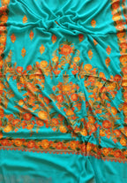 Blue Embroidered Kashmiri Aari Work Georgette Saree - Luxurion World