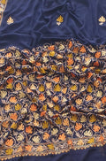 Blue Embroidered Kashmiri Aari Work Georgette Saree - Luxurion World