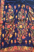 Blue Embroidered Kashmiri Aari Work Georgette Saree - Luxurion World