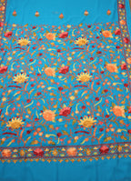 Blue Embroidered Kashmiri Aari Work Georgette Saree - Luxurion World