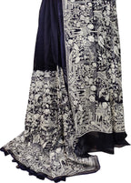 Blue Embroidered Parsi Gara Organza Figure Work Saree - Luxurion World