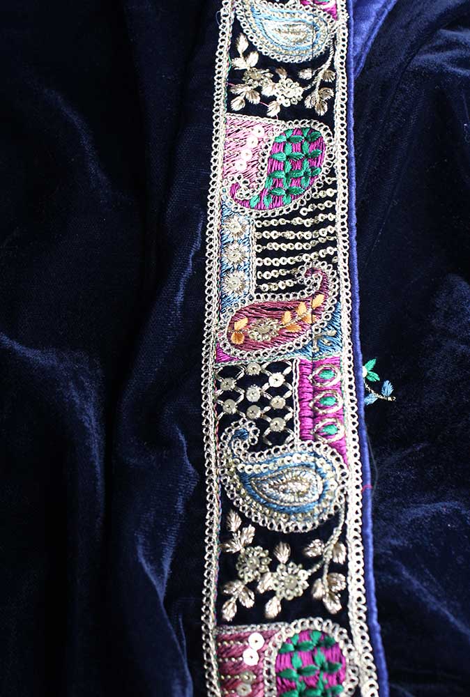 Blue Embroidered Trendy Velvet Dupatta - Luxurion World
