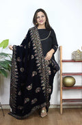 Blue Embroidered Trendy Velvet Dupatta - Luxurion World