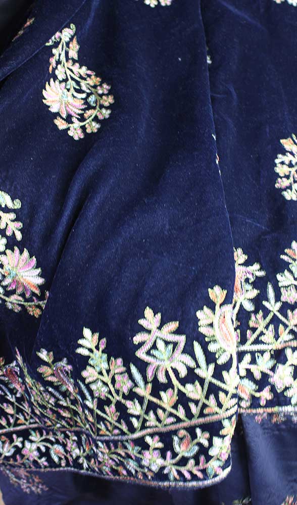Blue Embroidered Trendy Velvet Dupatta - Luxurion World