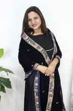 Blue Embroidered Trendy Velvet Dupatta - Luxurion World