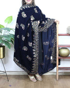 Blue Embroidered Trendy Velvet Dupatta - Luxurion World