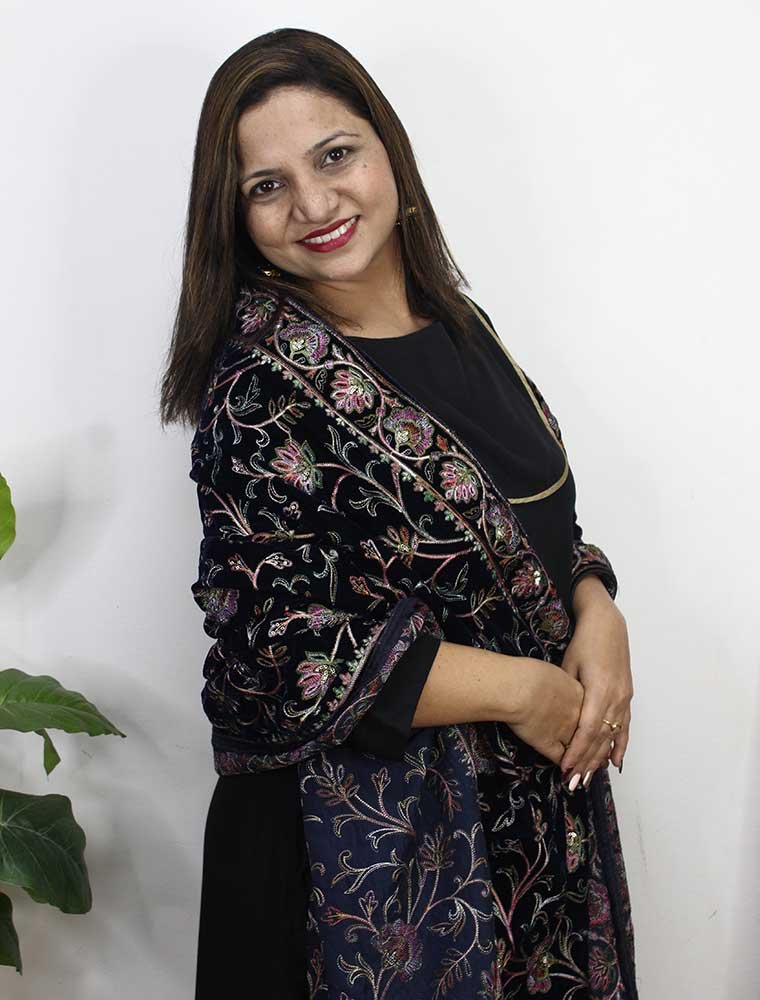 Blue Embroidered Trendy Velvet Dupatta - Luxurion World