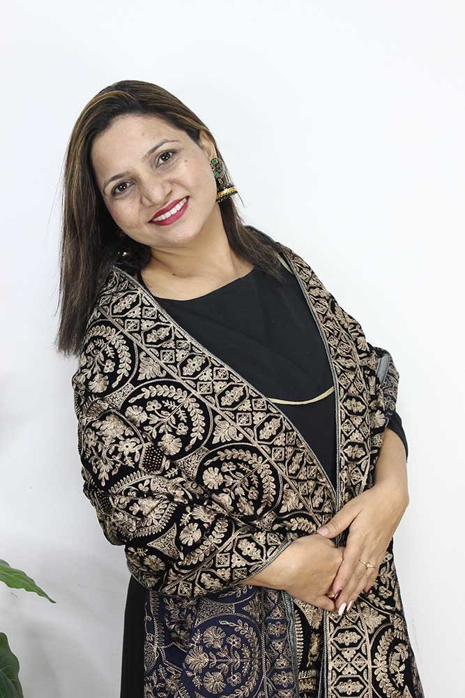 Blue Embroidered Trendy Velvet Dupatta - Luxurion World