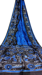 Blue Hand Batik Silk Saree - Luxurion World