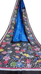 Blue Hand Batik Silk Saree - Luxurion World