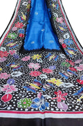 Blue Hand Batik Silk Saree - Luxurion World