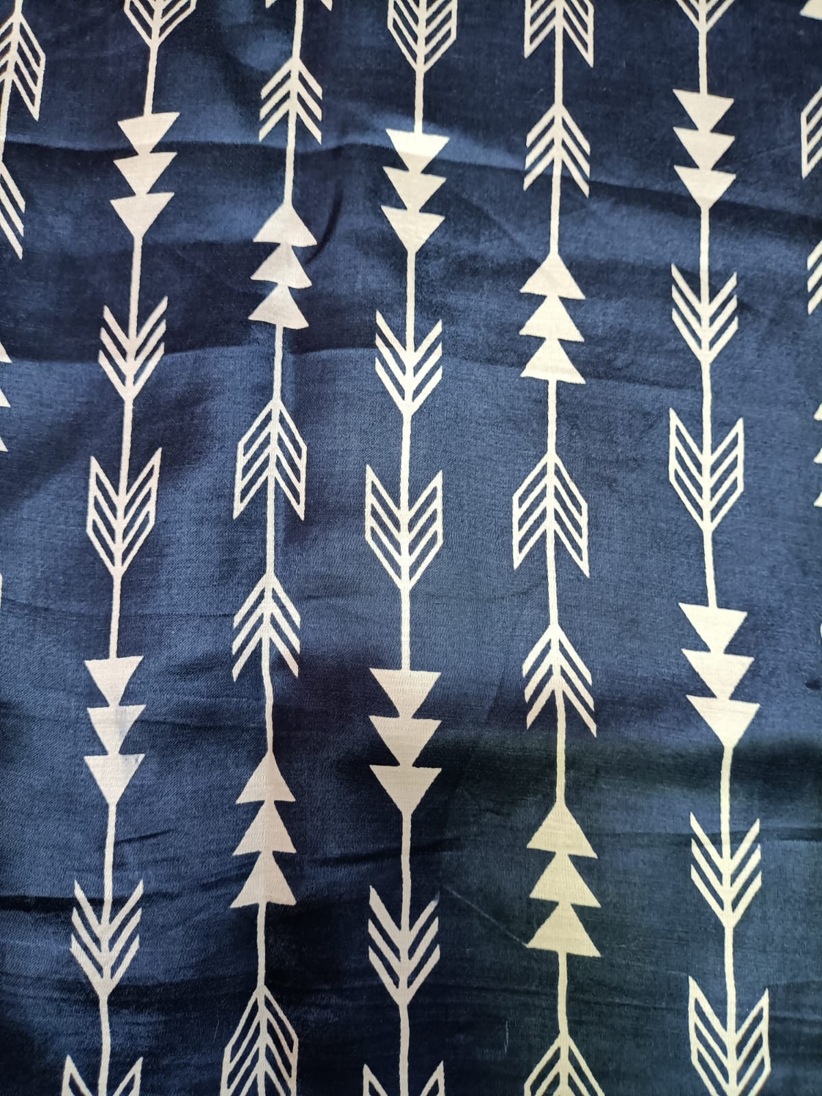 Blue Hand Block Printed Pure Modal Silk Fabric (1 mtr) - Luxurion World