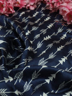 Blue Hand Block Printed Pure Modal Silk Fabric (1 mtr) - Luxurion World
