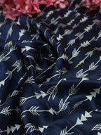 Blue Hand Block Printed Pure Modal Silk Fabric (1 mtr) - Luxurion World