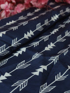 Blue Hand Block Printed Pure Modal Silk Fabric (1 mtr) - Luxurion World