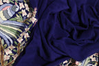 Blue Hand Embroidered Parsi Gara Pure Crepe Saree - Luxurion World