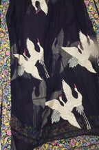Blue Hand Embroidered Parsi Gara Pure Georgette Dupatta - Luxurion World