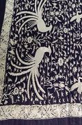Blue Hand Embroidered Parsi Gara Pure Georgette Saree With French Knot Work - Luxurion World