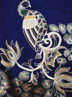 Blue Hand Painted Cotton Silk Blouse Fabric (1 Mtr) - Luxurion World