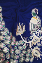 Blue Hand Painted Cotton Silk Blouse Fabric (1 Mtr) - Luxurion World