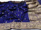 Blue Handloom Banarasi Katan Silk Koniya Design Saree - Luxurion World
