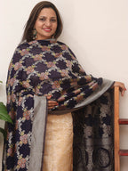 Blue Handloom Banarasi Pure Georgette Brush Dye Dupatta - Luxurion World