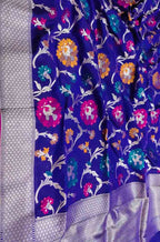 Blue Handloom Banarasi Pure Katan Silk Meenakari Dupatta - Luxurion World