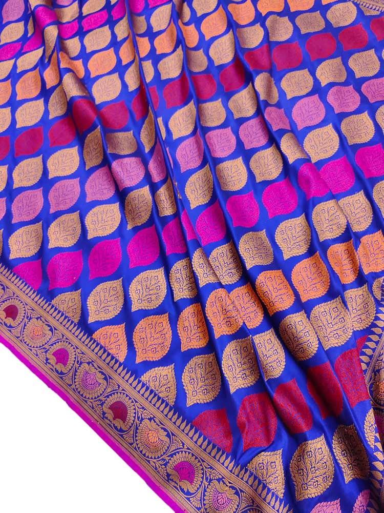 Blue Handloom Banarasi Pure Katan Silk Saree - Luxurion World