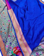 Blue Handloom Banarasi Pure Katan Silk Saree - Luxurion World
