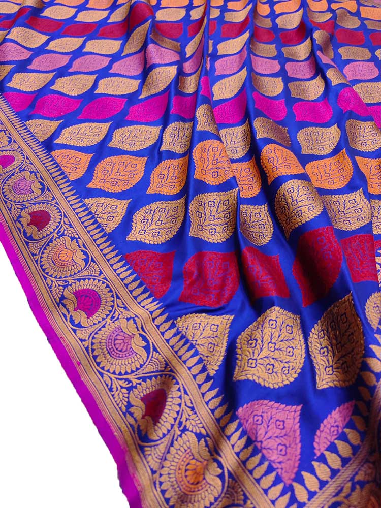 Blue Handloom Banarasi Pure Katan Silk Saree - Luxurion World