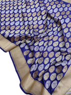 Blue Handloom Banarasi Pure Katan Silk Sona Roopa Saree - Luxurion World
