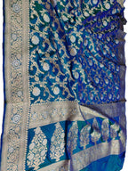 Blue Handloom Banarasi Pure Katan Silk Sona Roopa Saree - Luxurion World
