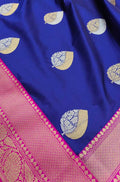 Blue Handloom Banarasi Pure Katan Silk Sona Roopa Saree - Luxurion World