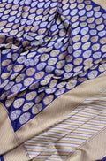 Blue Handloom Banarasi Pure Katan Silk Sona Roopa Saree - Luxurion World