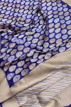 Blue Handloom Banarasi Pure Katan Silk Sona Roopa Saree - Luxurion World