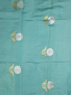 Blue Handloom Banarasi Tissue Katan Silk Fabric ( 1 Mtr ) - Luxurion World