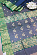 Exquisite Blue Handloom Chanderi Pure Katan Silk Saree - Perfect for Any Occasion - Luxurion World