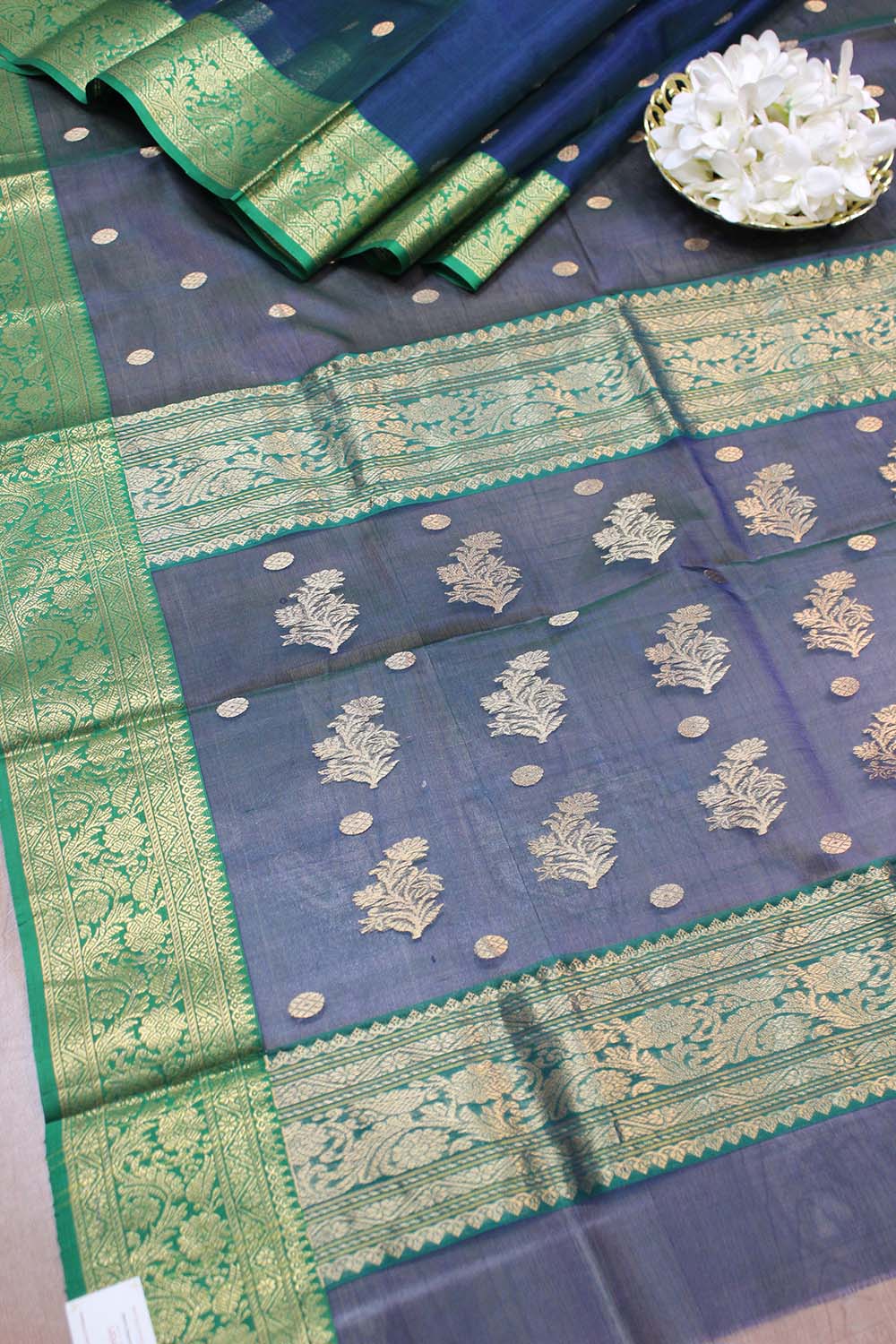 Exquisite Blue Handloom Chanderi Pure Katan Silk Saree - Perfect for Any Occasion - Luxurion World