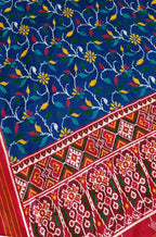 Blue Handloom Double Ikat Patan Patola Pure Silk Saree - Luxurion World