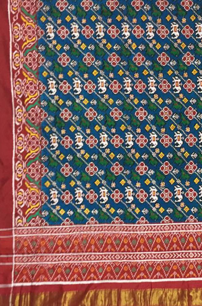 Blue Handloom Double Ikat Patola Pure Silk Saree - Luxurion World