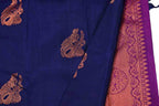 Blue Handloom Kanjeevaram Pure Silk Saree - Luxurion World
