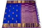 Blue Handloom Kanjeevaram Pure Silk Saree - Luxurion World
