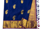 Blue Handloom Kanjeevaram Pure Silk Saree - Luxurion World